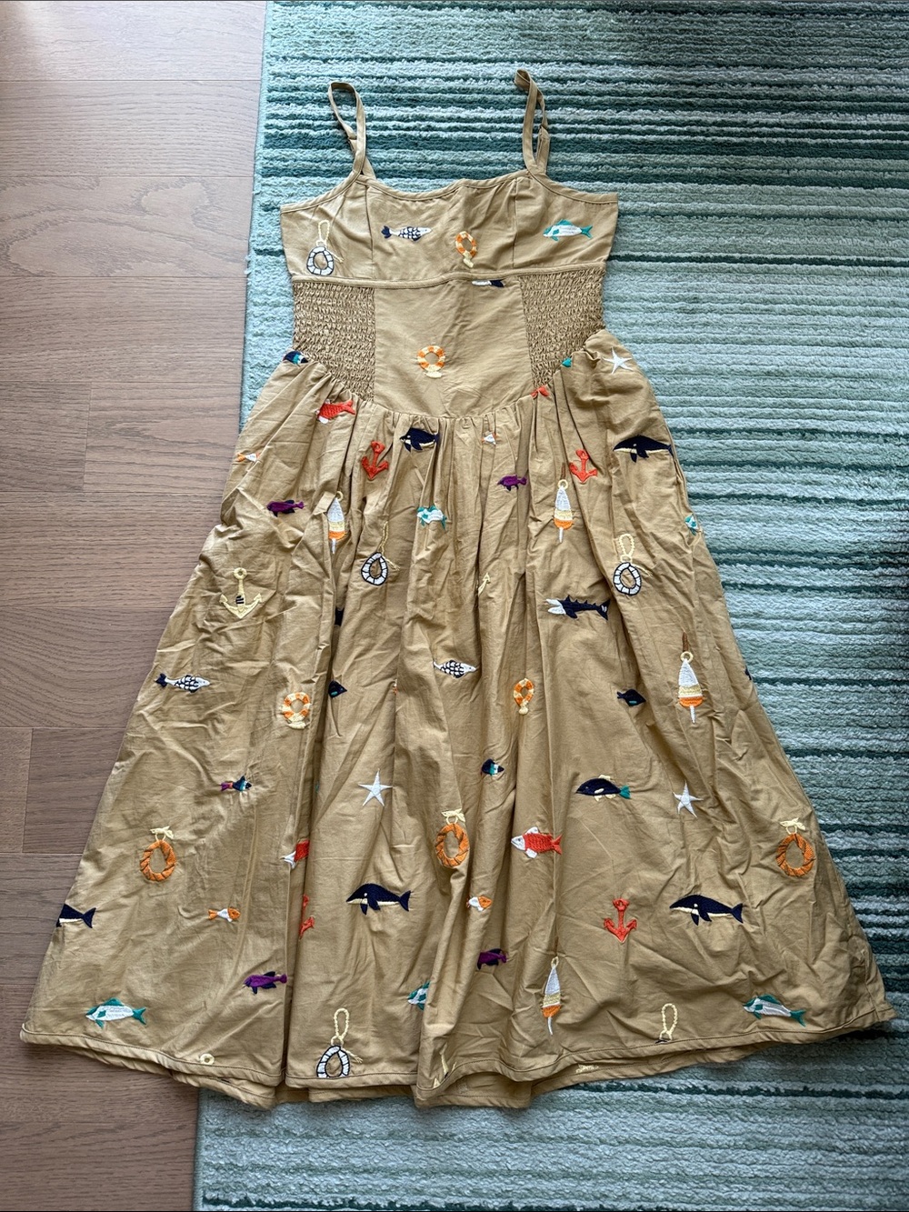 🆕 Anthropologie sleeveless square-neck drop-waist midi dress - Picture 2 of 9